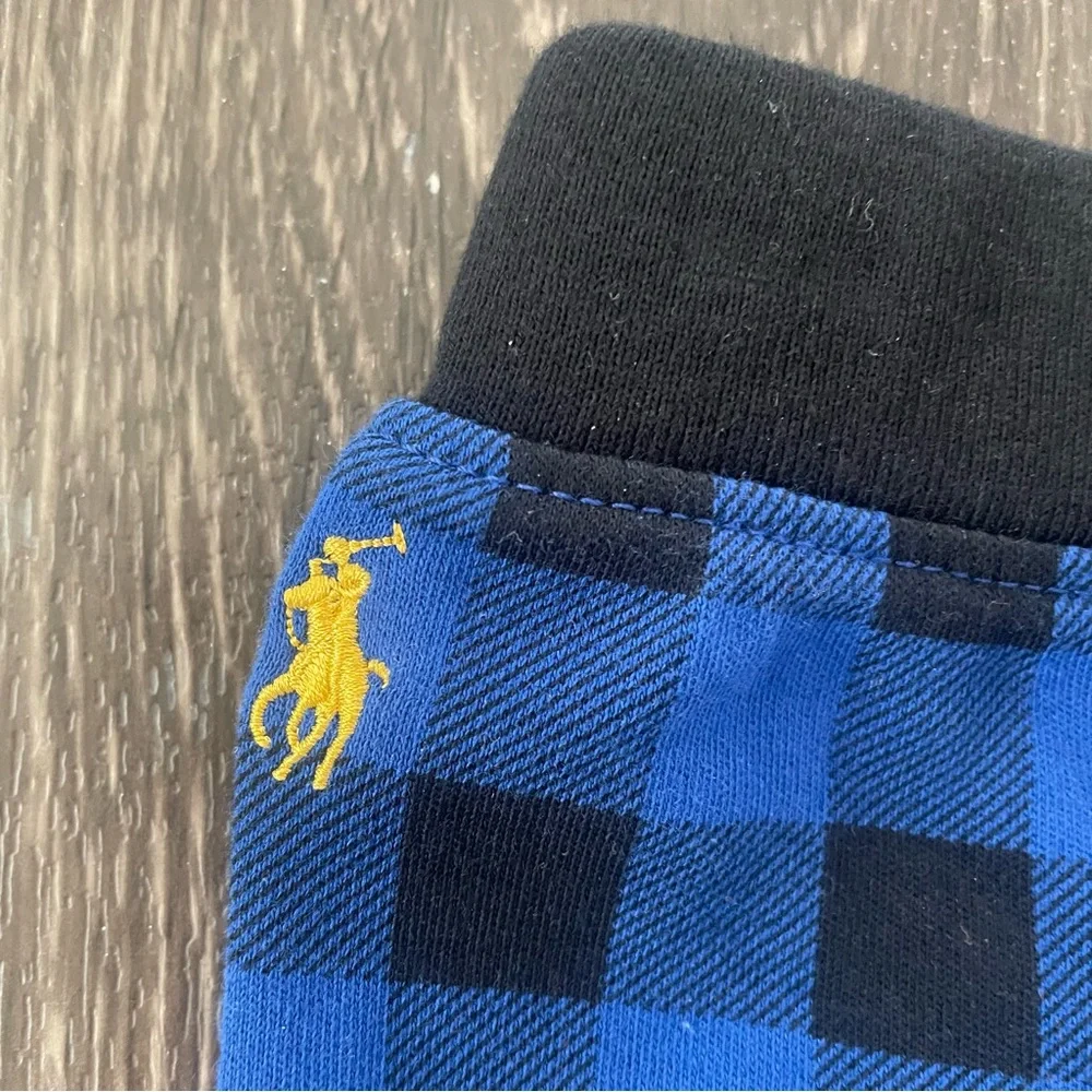 New Ralph Lauren Classic Blue Check Interlock Two Piece Baby Boys Set